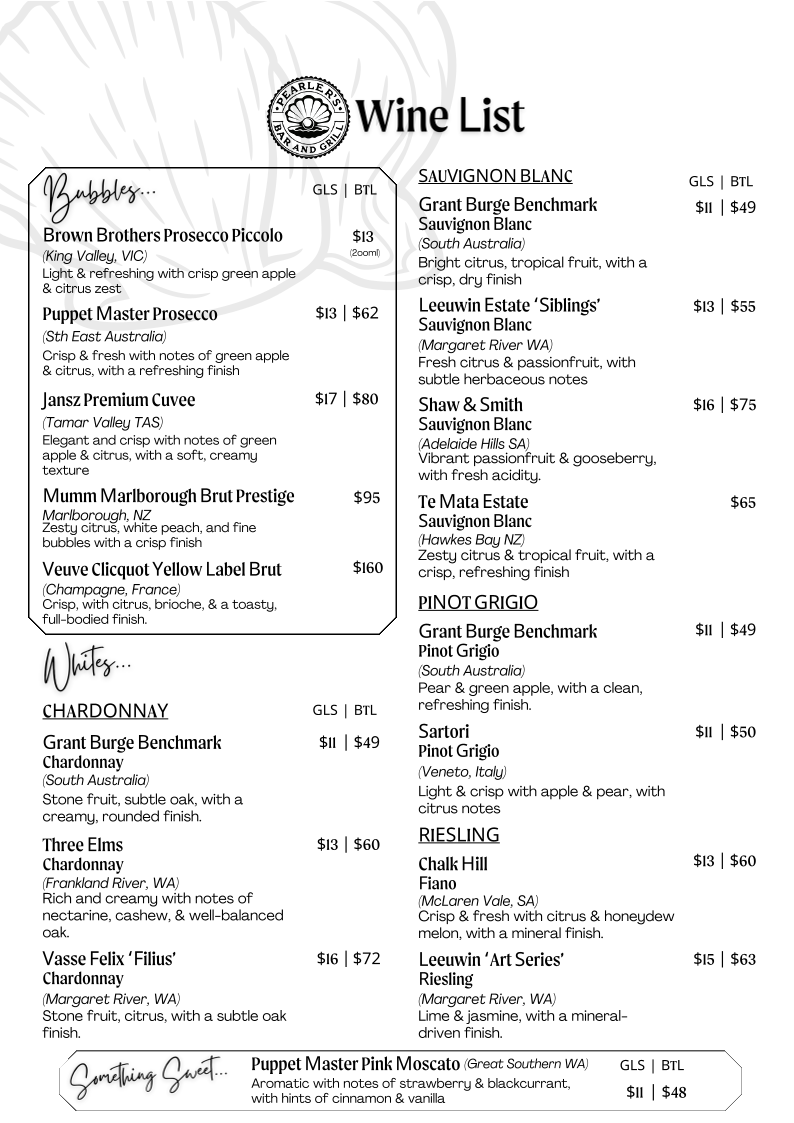 Menu, Roebuck Bay Hotel