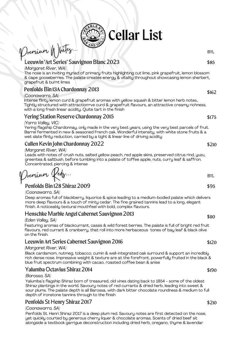 Menu, Roebuck Bay Hotel
