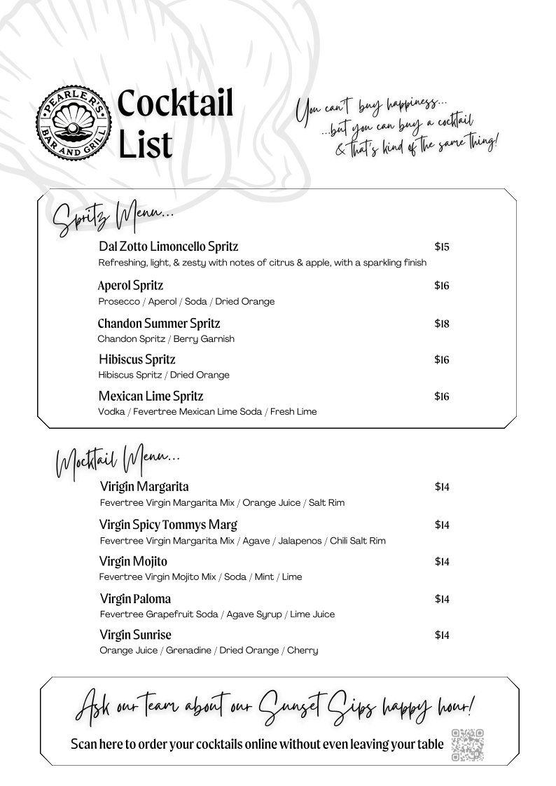 Menu, Roebuck Bay Hotel