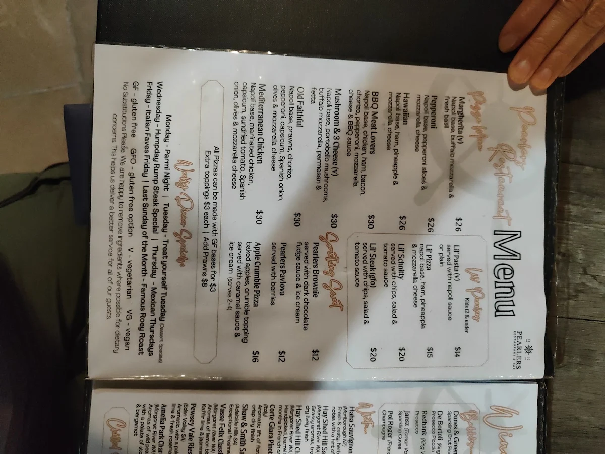Menu, Roebuck Bay Hotel