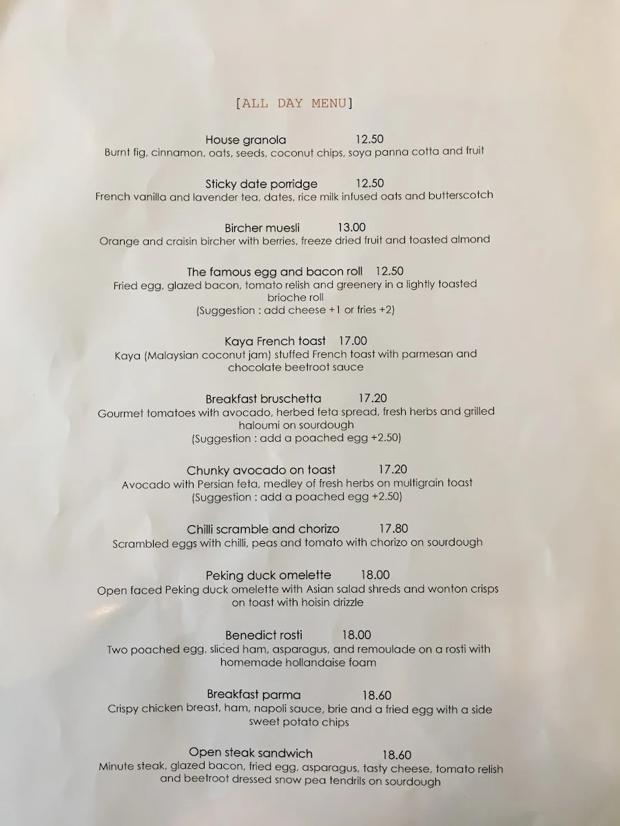 Menu, Leaps and Bounds Albert Park