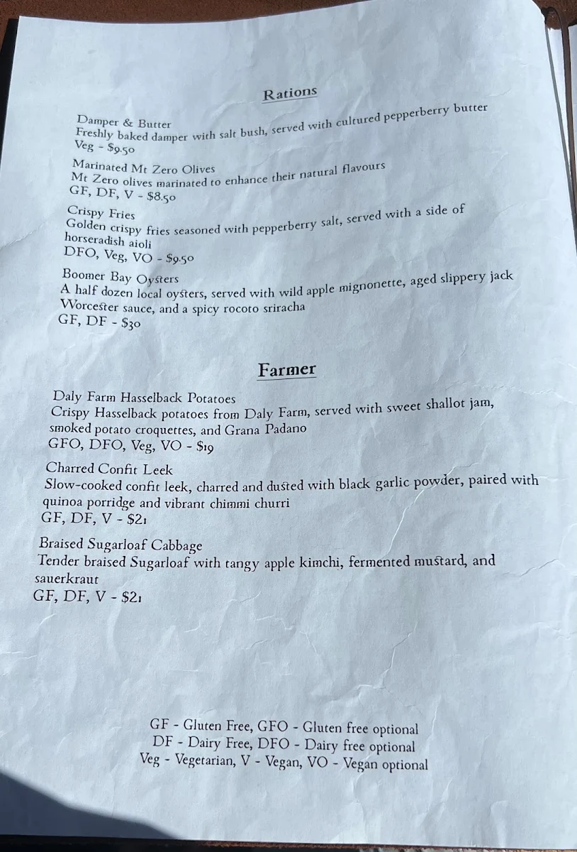 Menu, 1830 Restaurant and Bar, Port Arthur