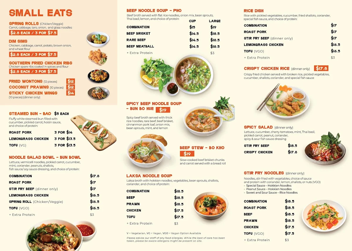 Menu, Little Viet Foodie Findon