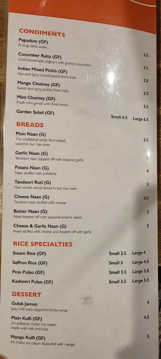 Menu, Delhi Spice Indian Restaurant