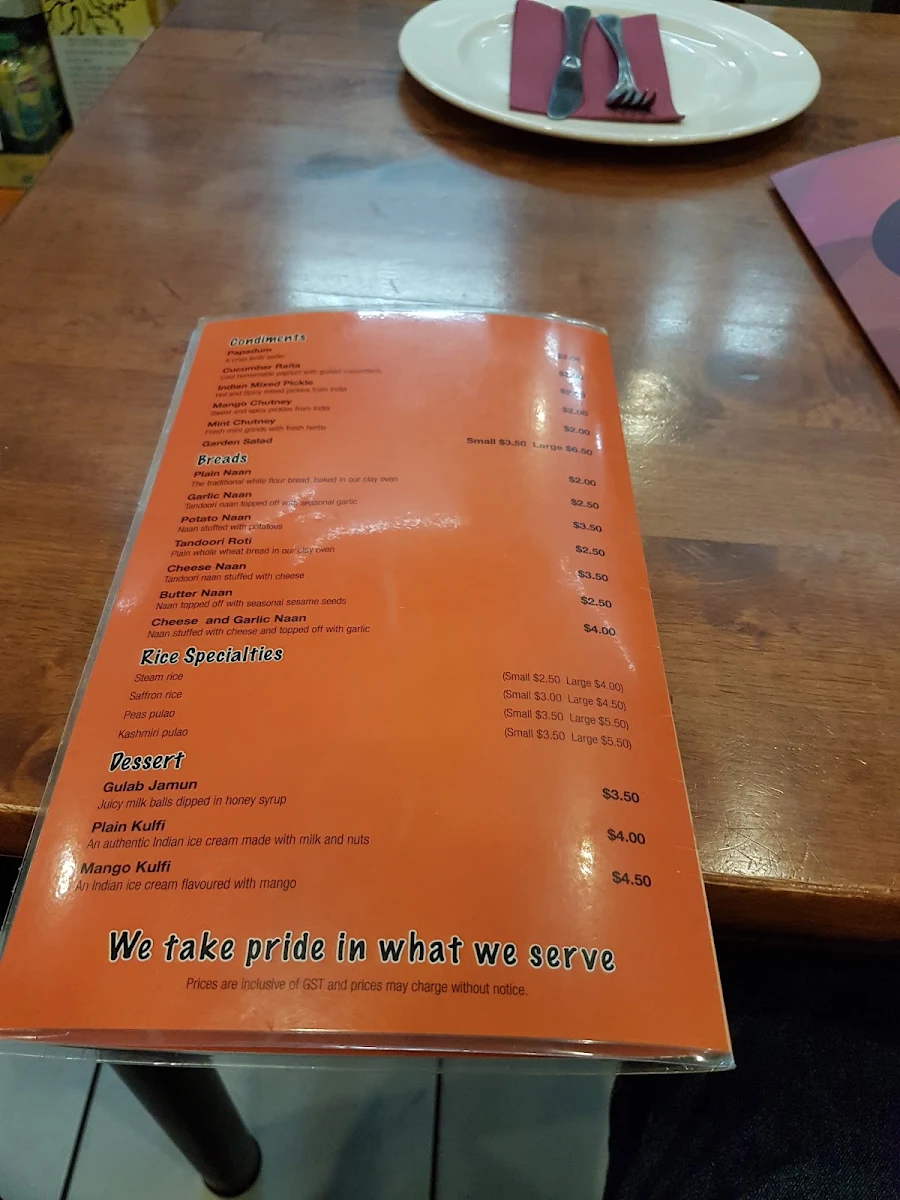 Menu, Delhi Spice Indian Restaurant