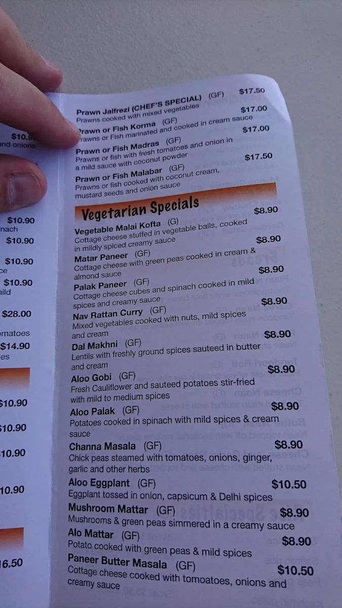 Menu, Delhi Spice Indian Restaurant