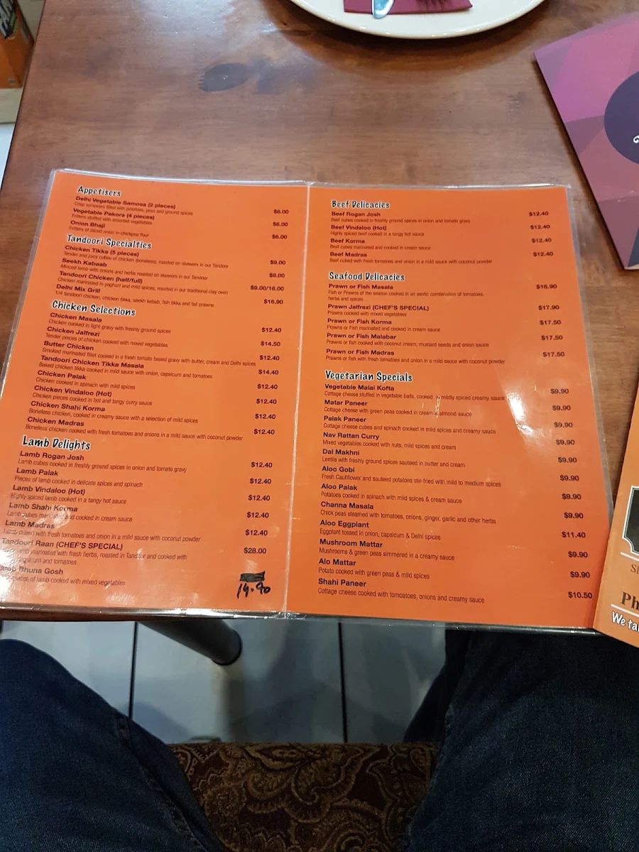 Menu, Delhi Spice Indian Restaurant
