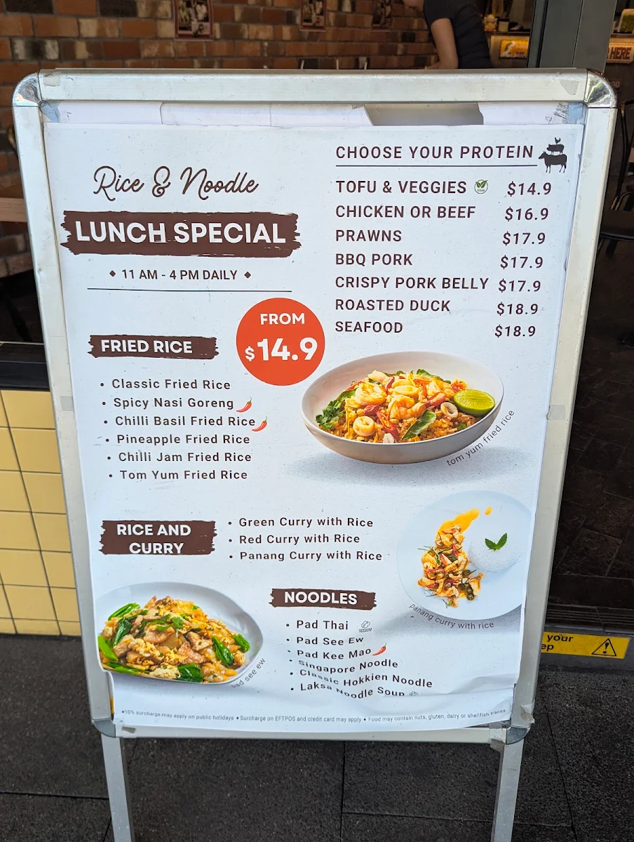 Menu, Rice and Noodle Randwick