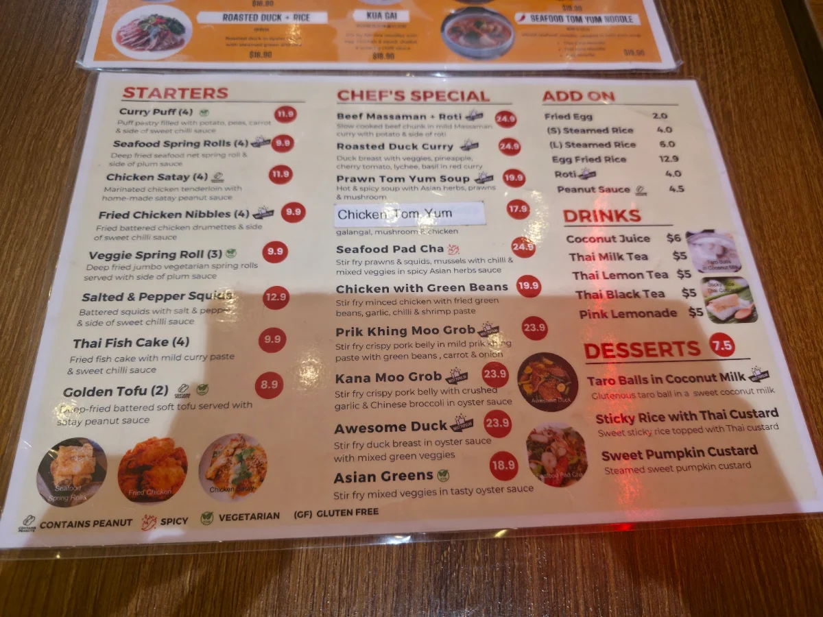 Menu, Rice and Noodle Randwick
