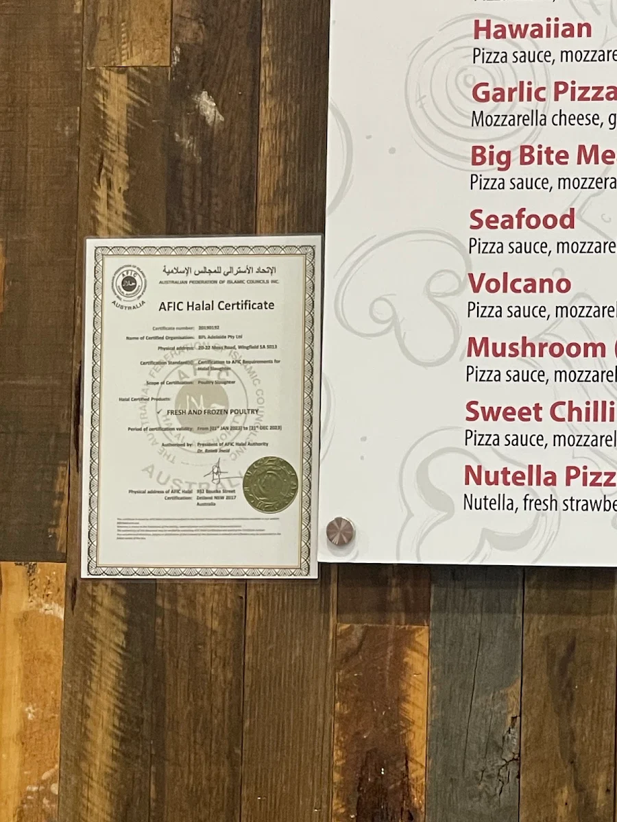Menu, Big Bite Pizza - Cobblebank, Melton South