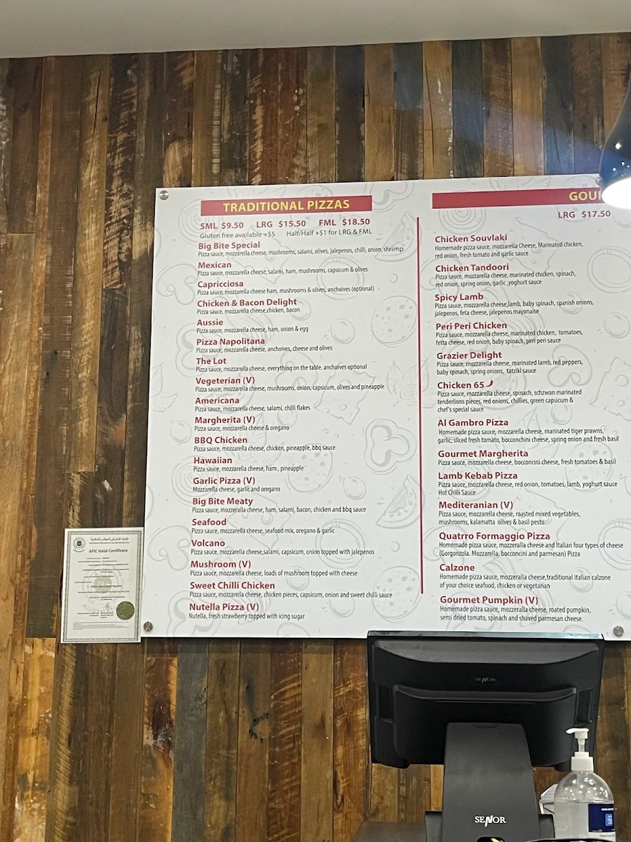Menu, Big Bite Pizza - Cobblebank, Melton South