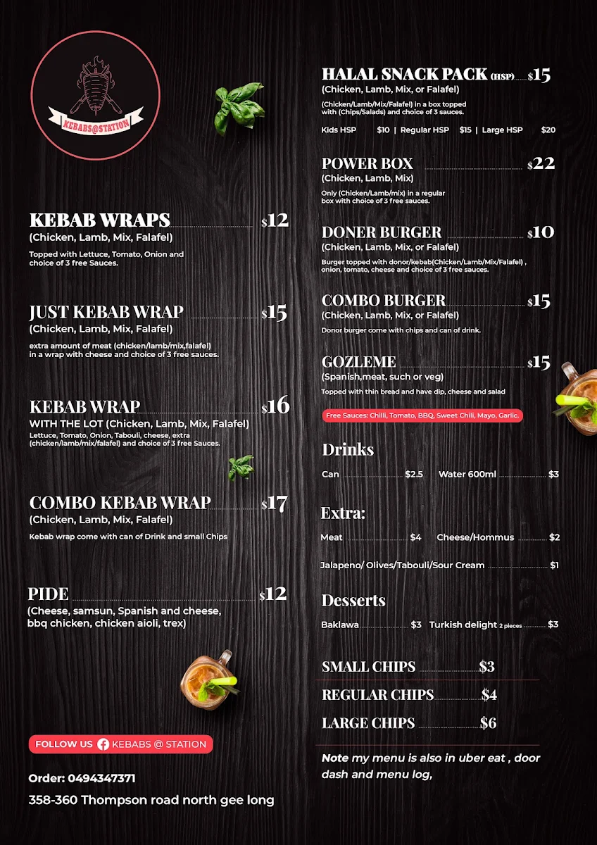 Menu, Le Kebab