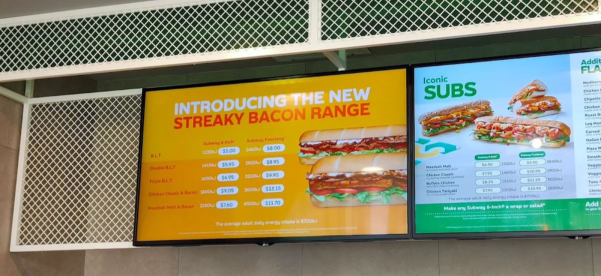 Menu, Subway
