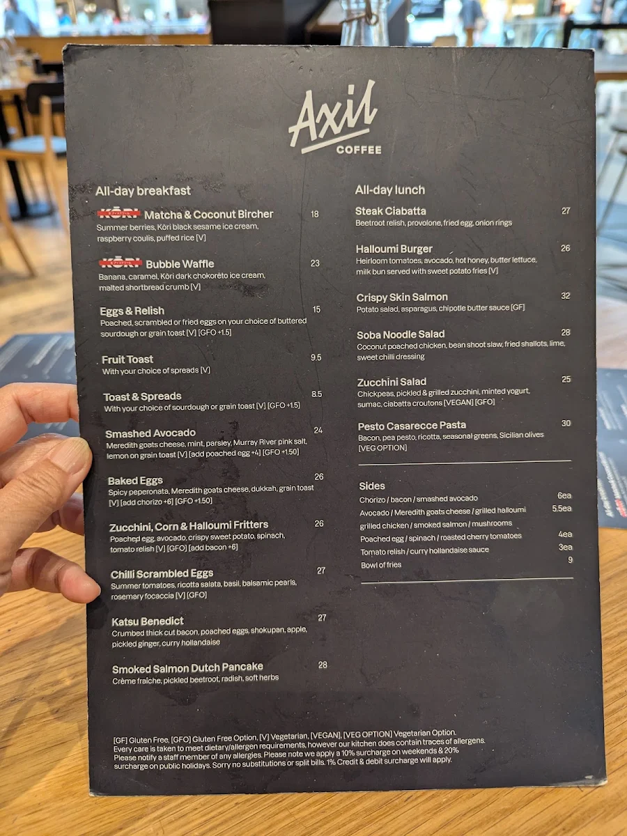 Menu, Axil