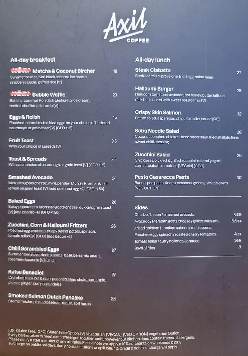 Menu, Axil