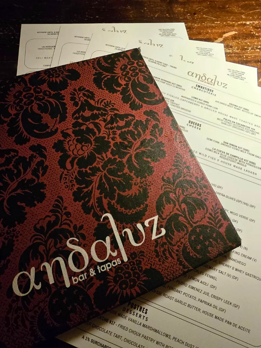 Menu, Andaluz Bar & Tapas