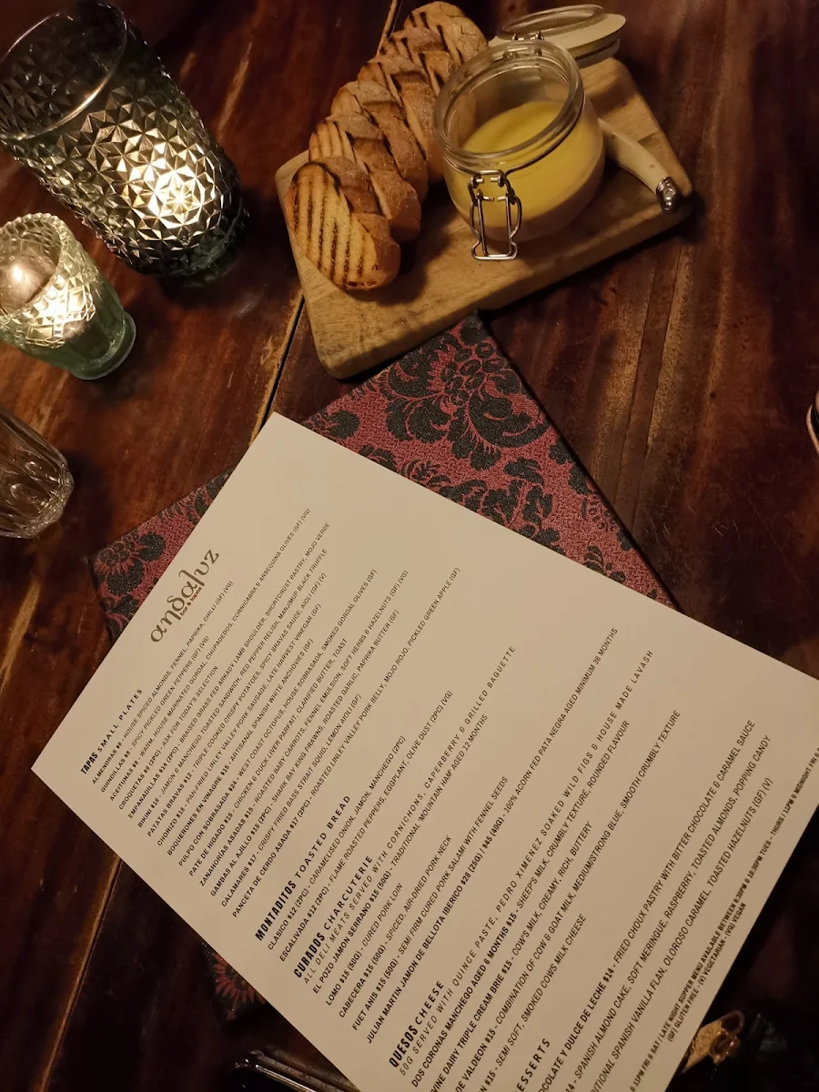 Menu, Andaluz Bar & Tapas