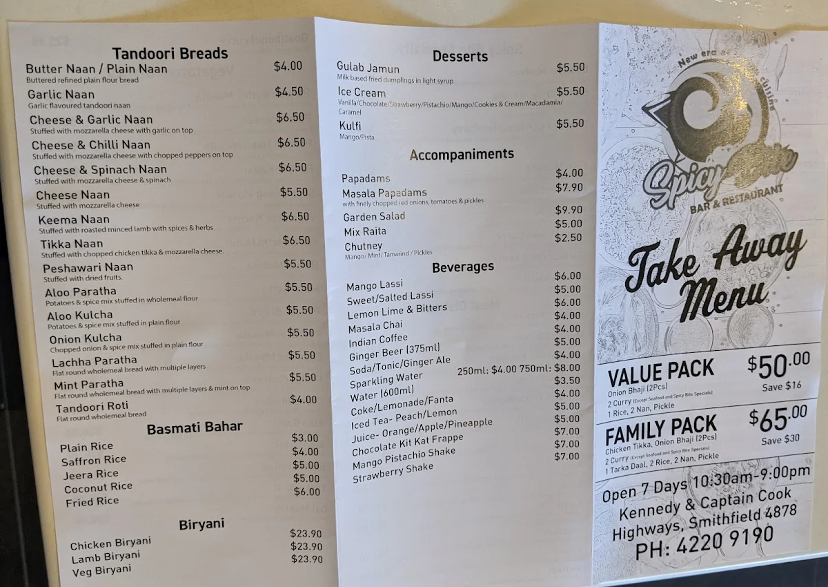 Menu, Spicy bite smithfield