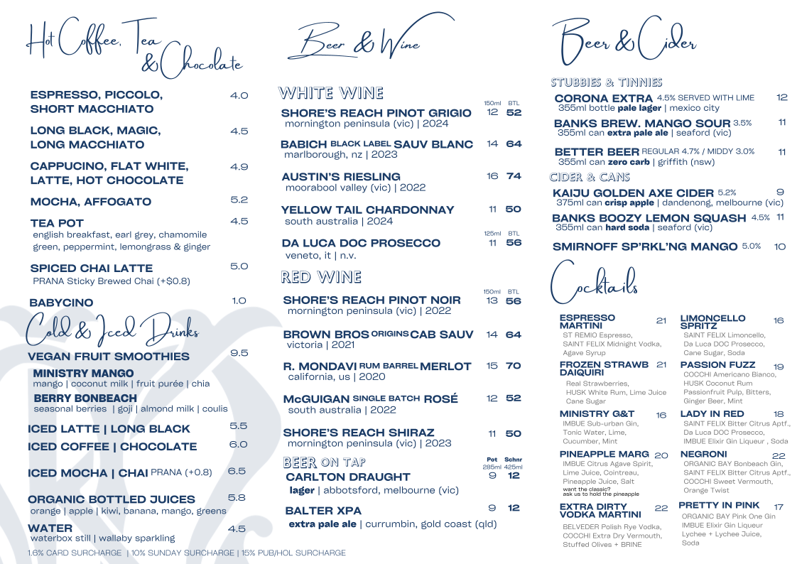 Menu, Ministry - Kitchen & Bar