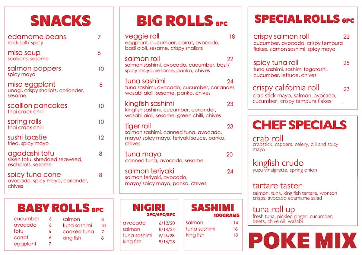 Menu, Poké Mix
