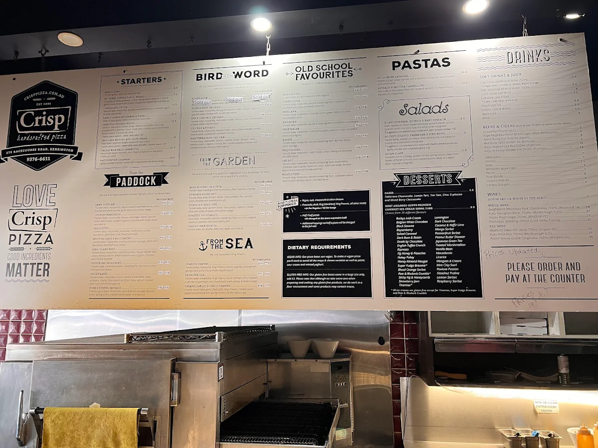 Menu, Crisp Pizza