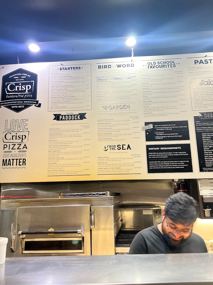 Menu, Crisp Pizza