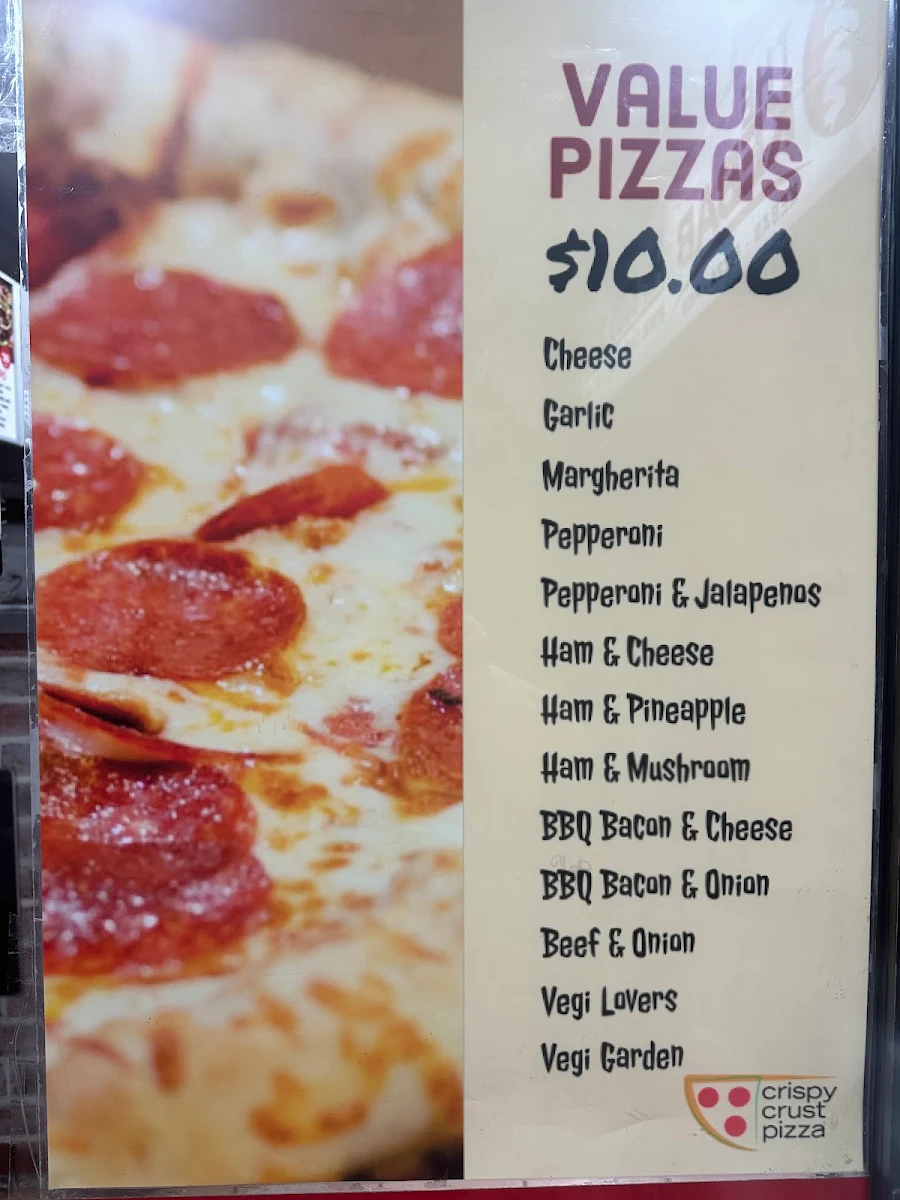 Menu, Crispy Crust Pizza