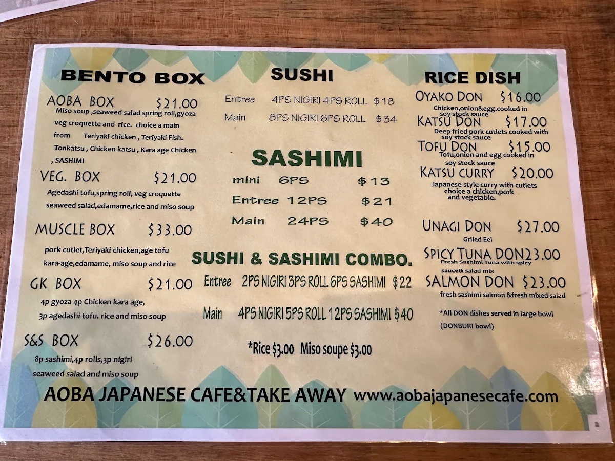 Menu, Aoba