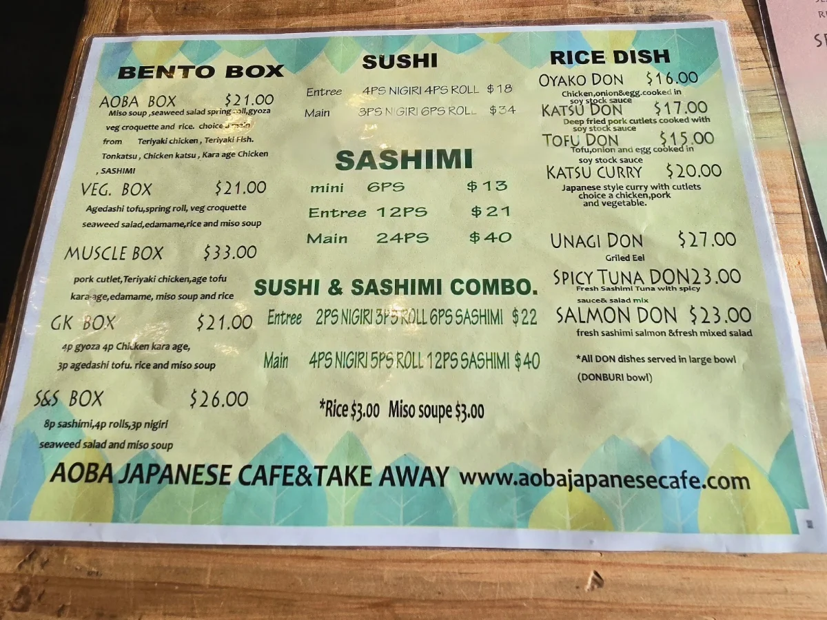 Menu, Aoba
