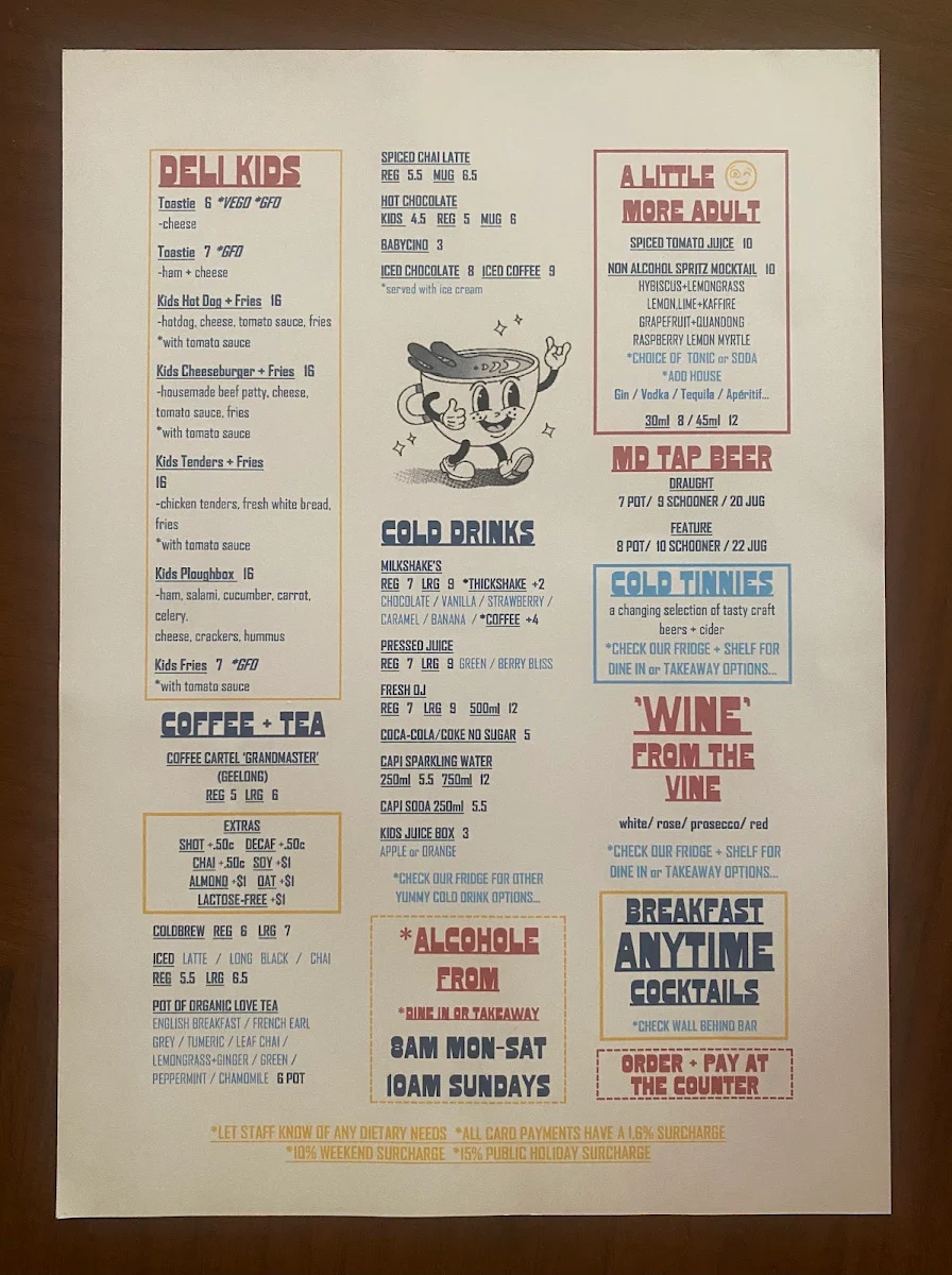 Menu, MANO DELI