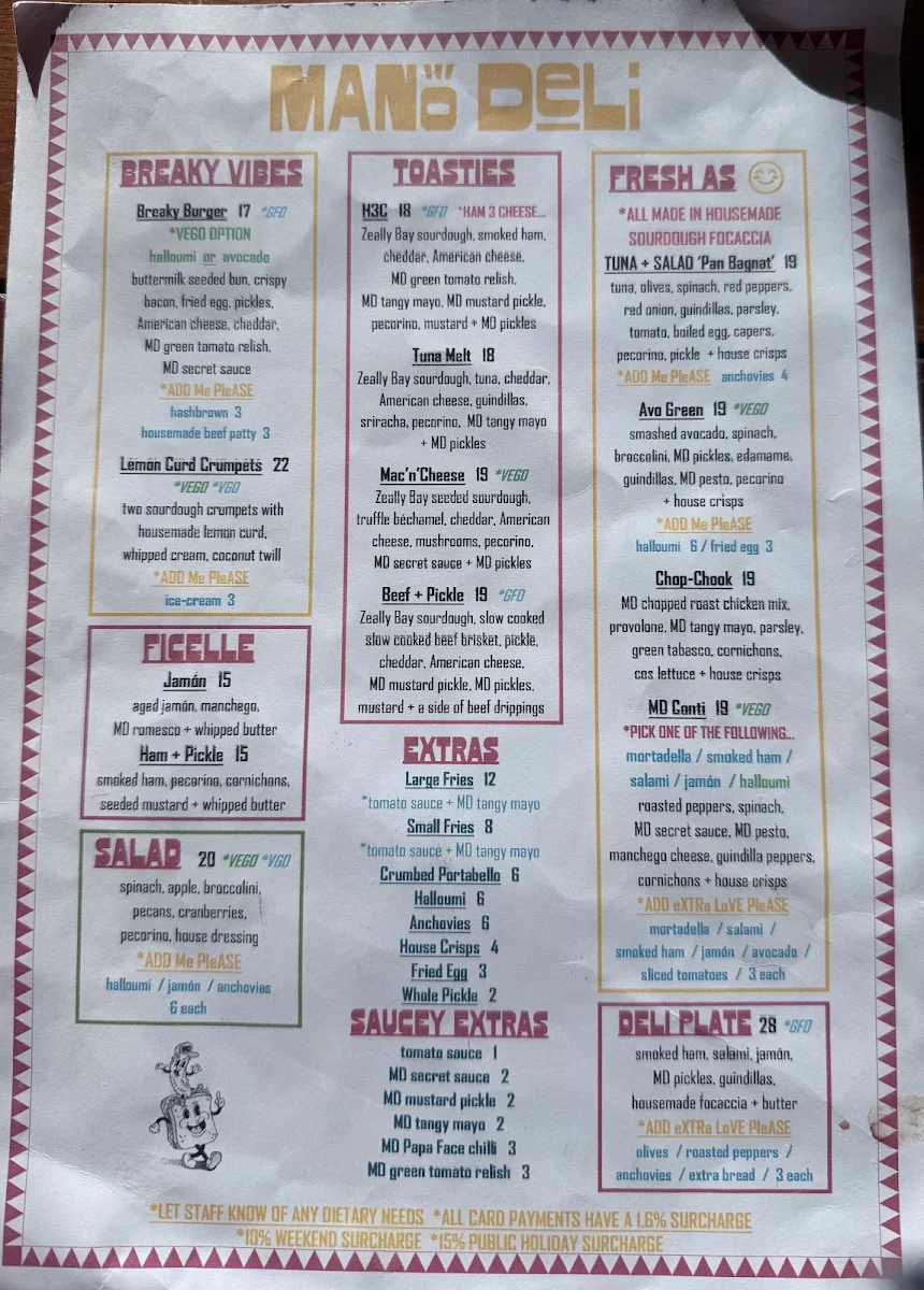 Menu, MANO DELI