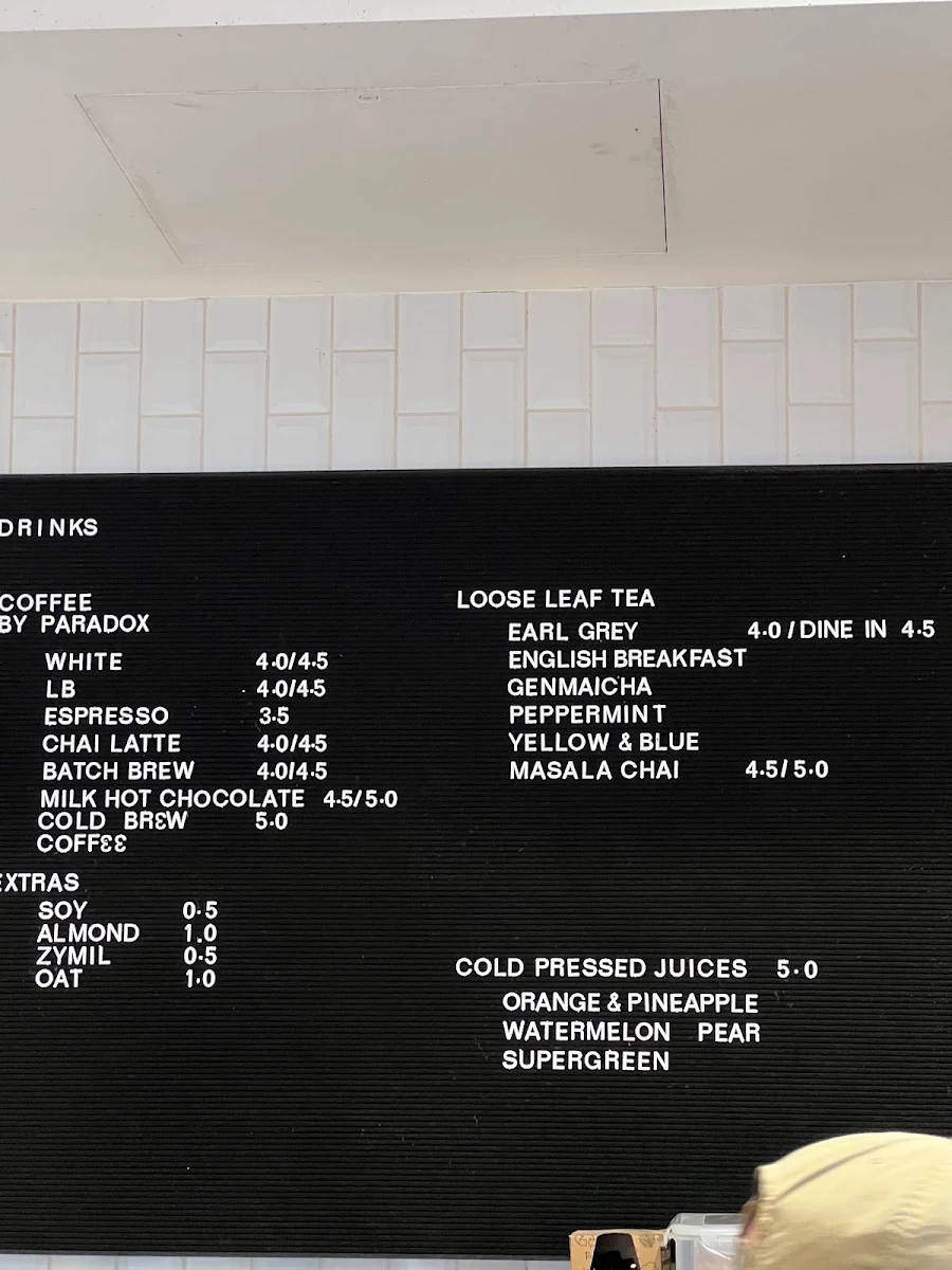 Menu, Banksia Bakehouse