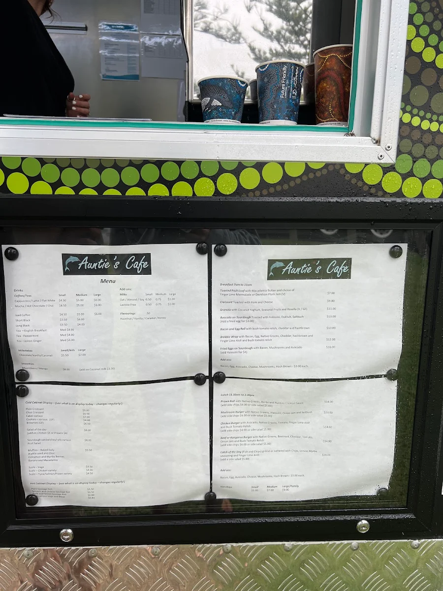 Menu, Aunties Cafe