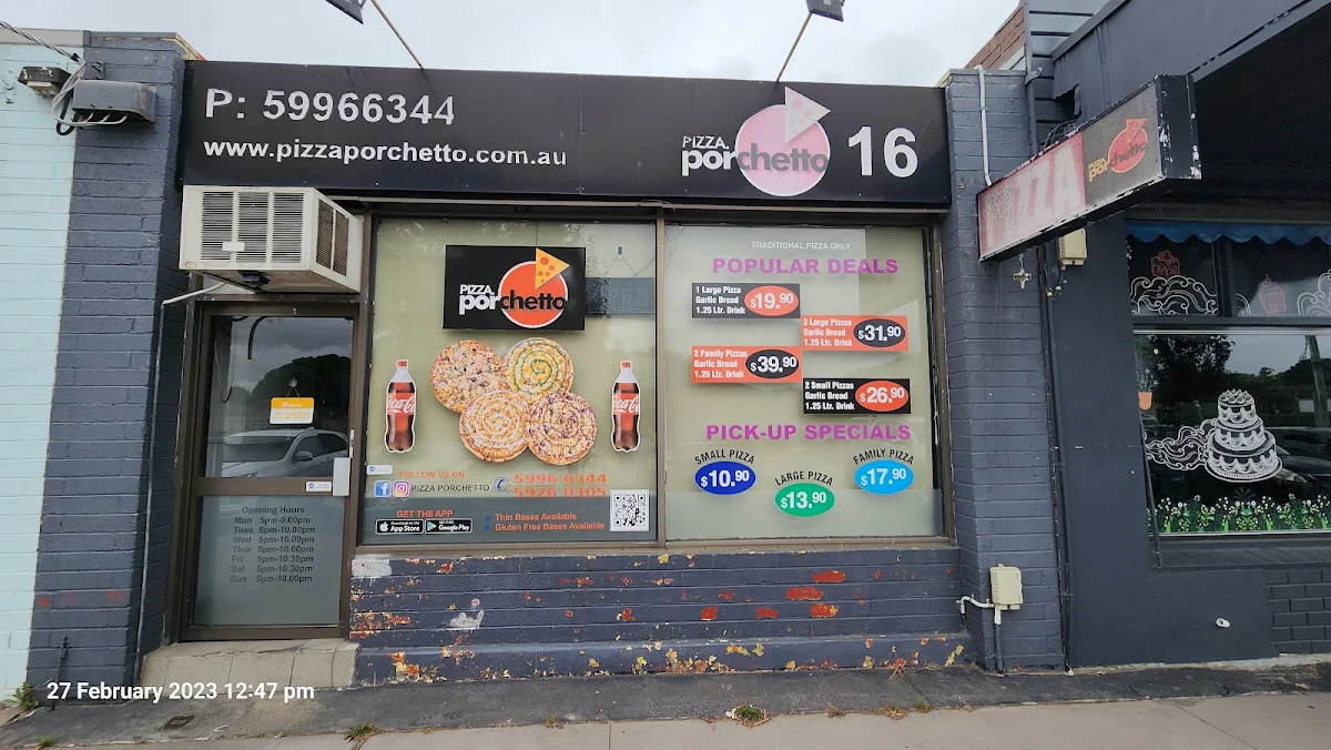 Menu, Pizza Porchetto Cranbourne
