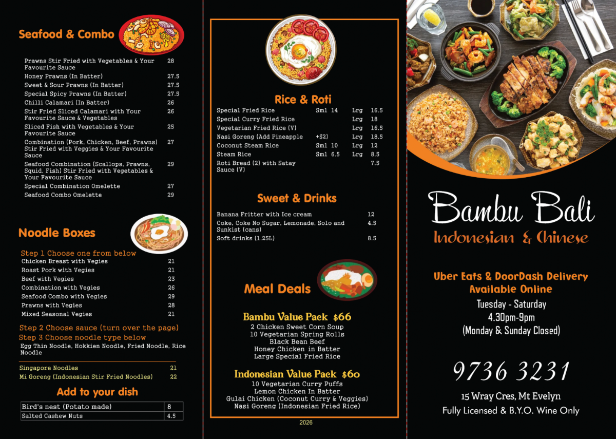 Menu, Bambu Bali
