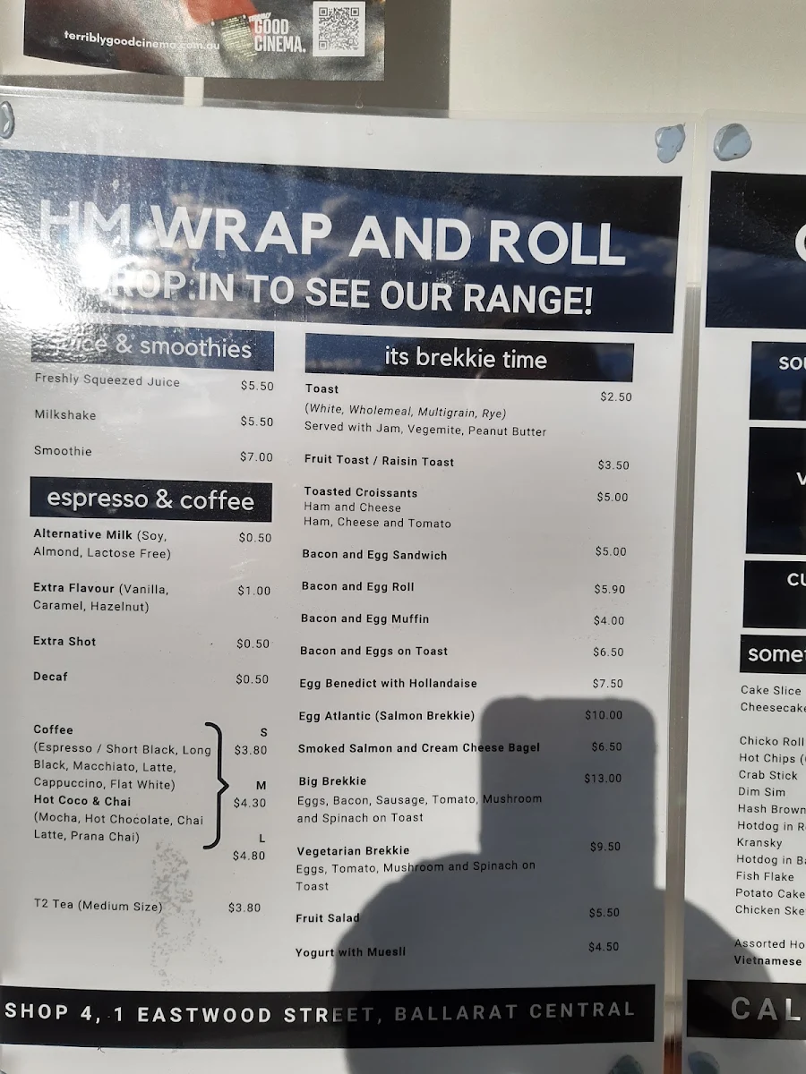 Menu, HM Wrap & Roll
