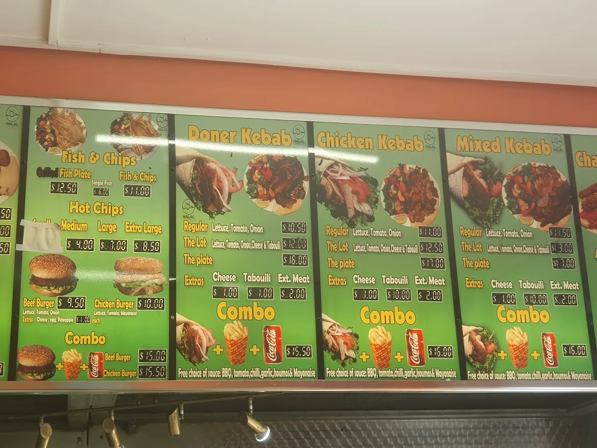 Menu, Sydney Star Kebab Bankstown