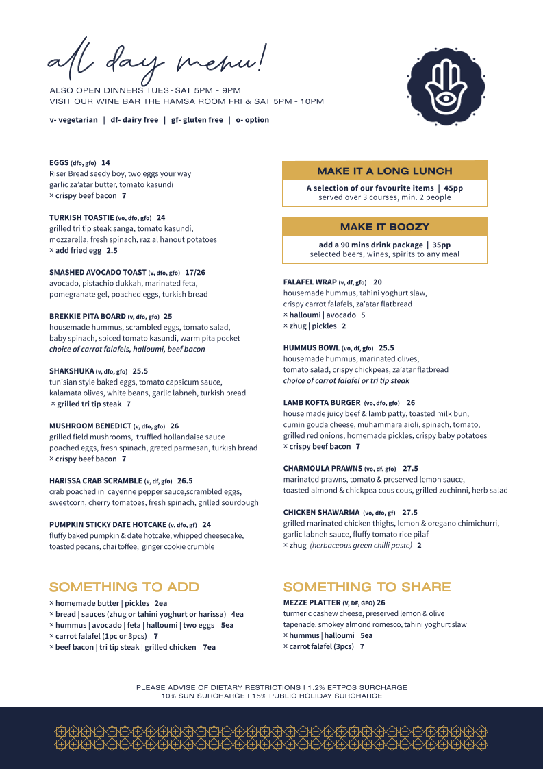 Menu, NAÏM