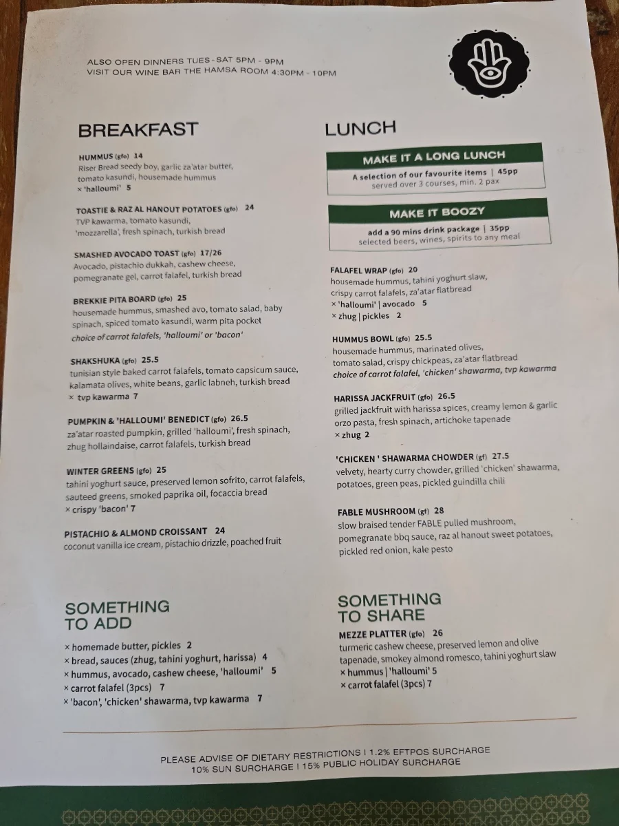 Menu, NAÏM