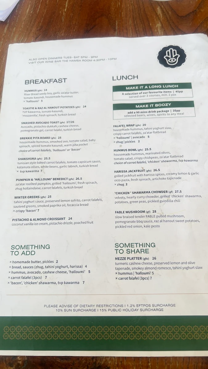 Menu, NAÏM