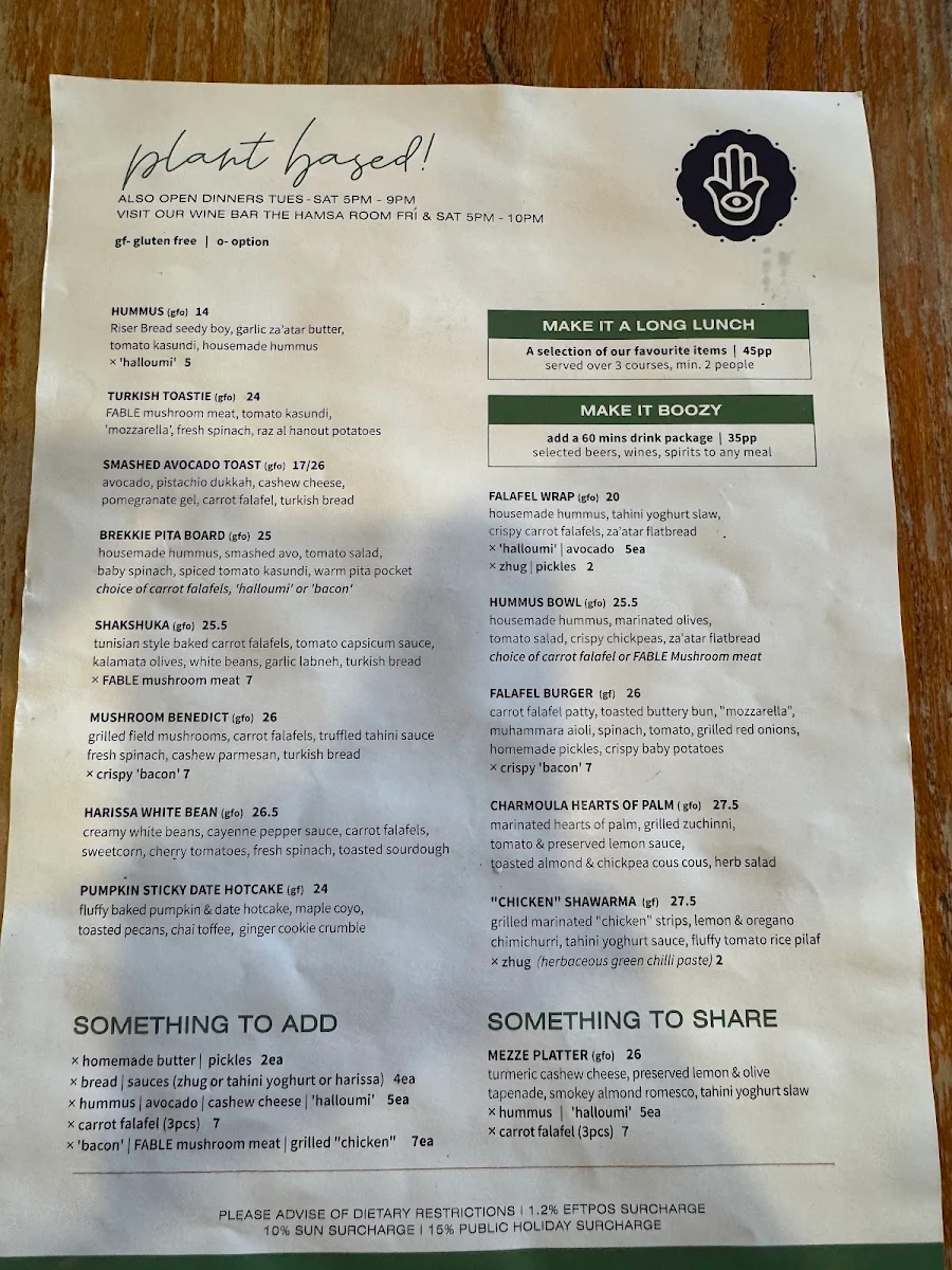 Menu, NAÏM