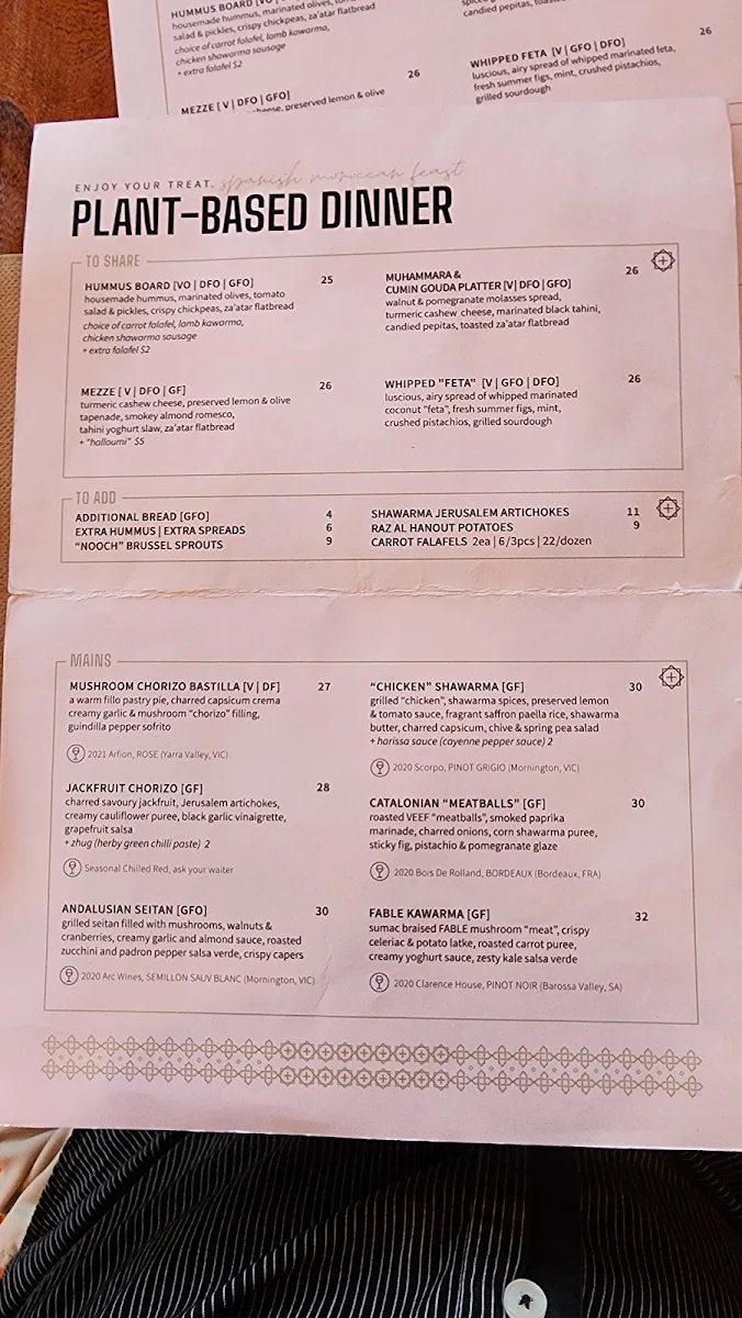 Menu, NAÏM