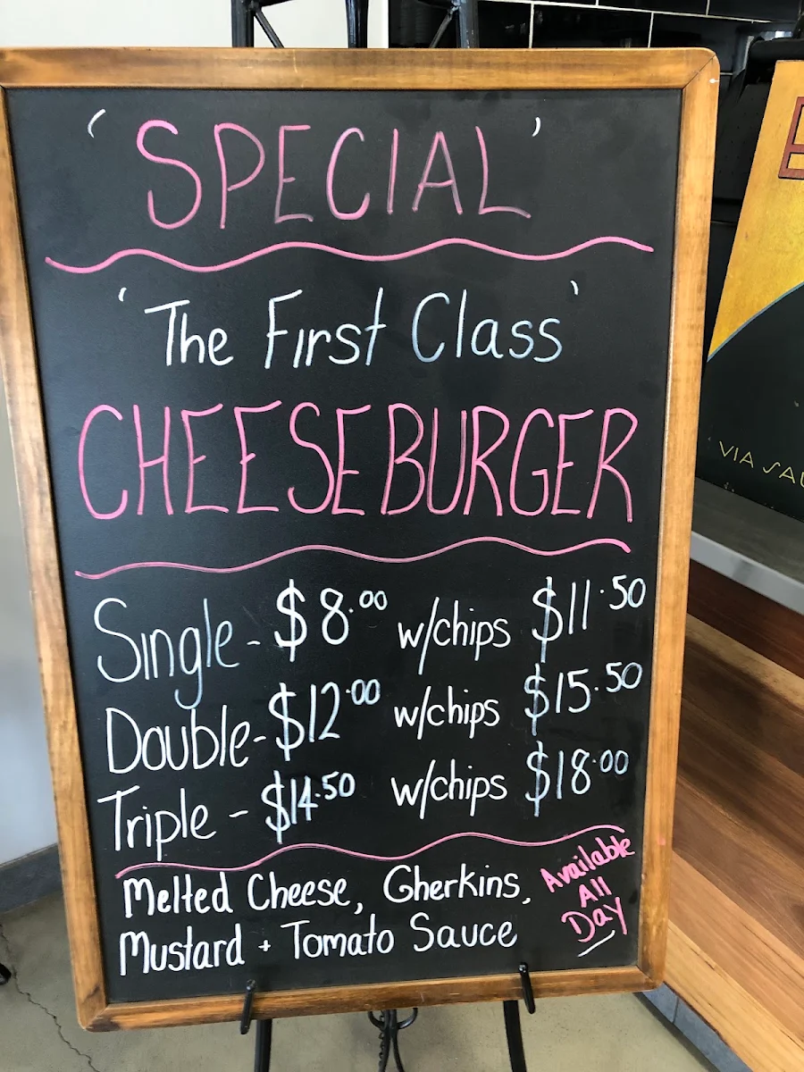 Menu, First Class Cafe