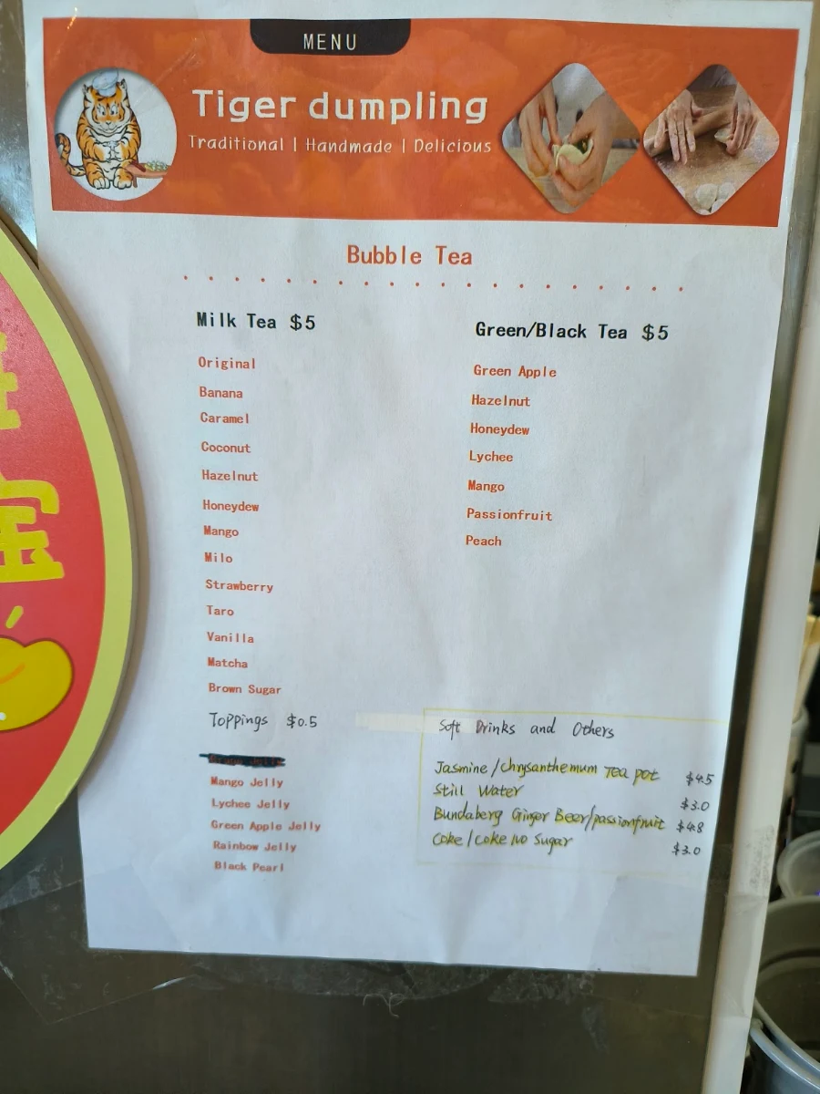 Menu, Tiger Dumpling House Waikiki