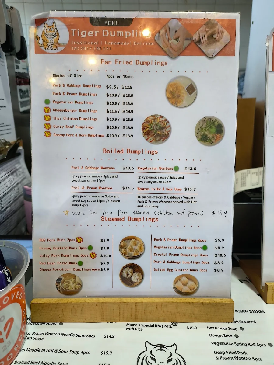 Menu, Tiger Dumpling House Waikiki