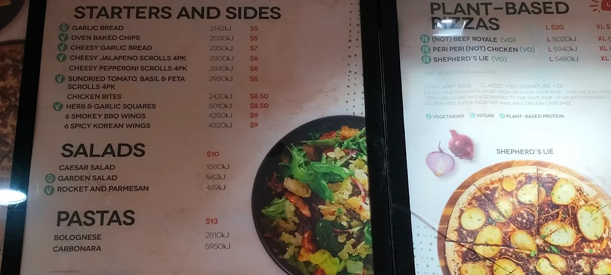 Menu, Crust Pizza Brunswick
