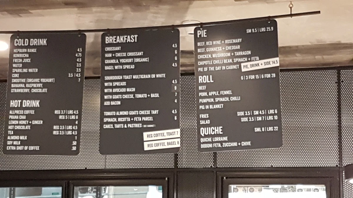 Menu, Pure Pie Docklands Vic