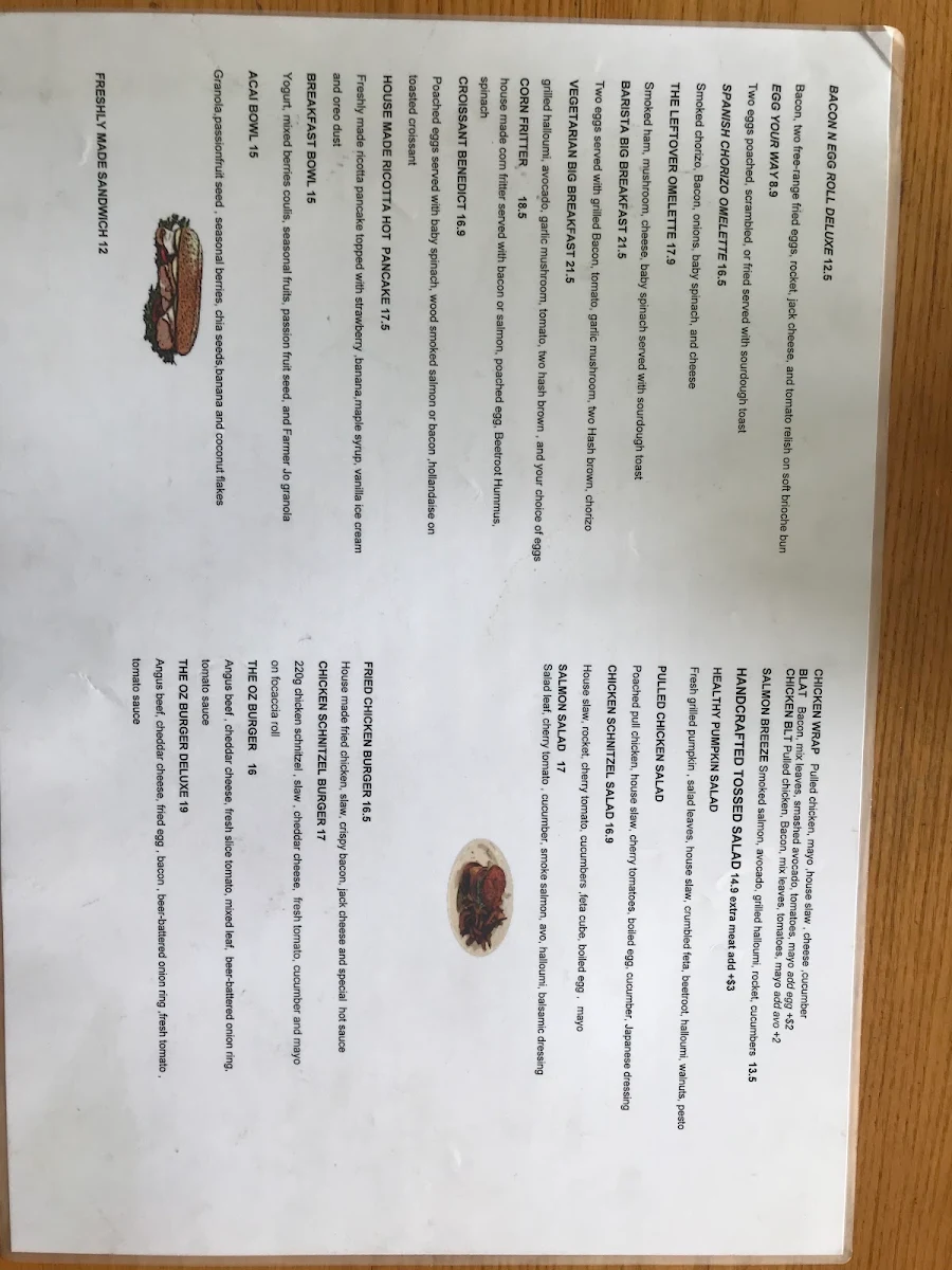 Menu, The Grind House Drummoyne