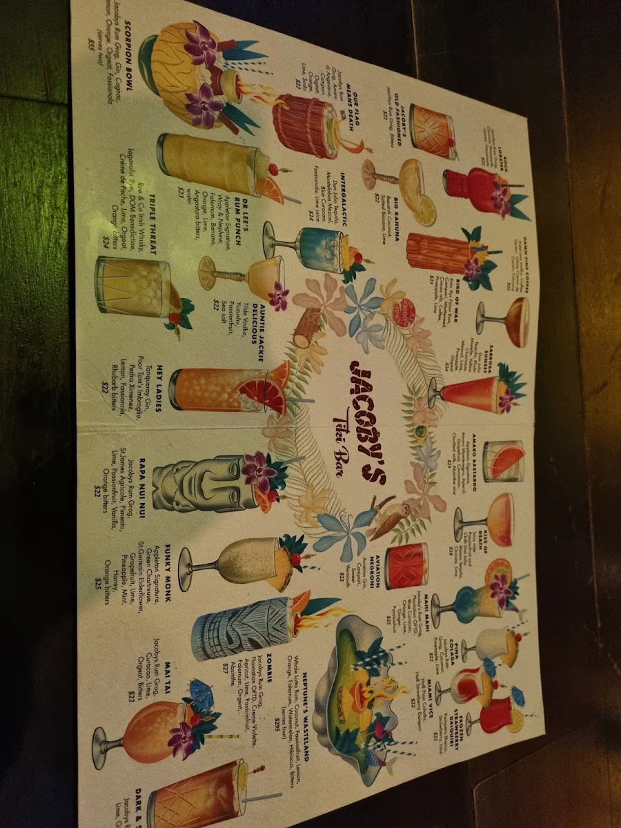 Menu, Jacoby’s Tiki Bar