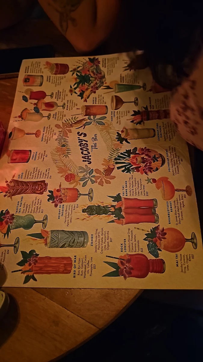 Menu, Jacoby’s Tiki Bar